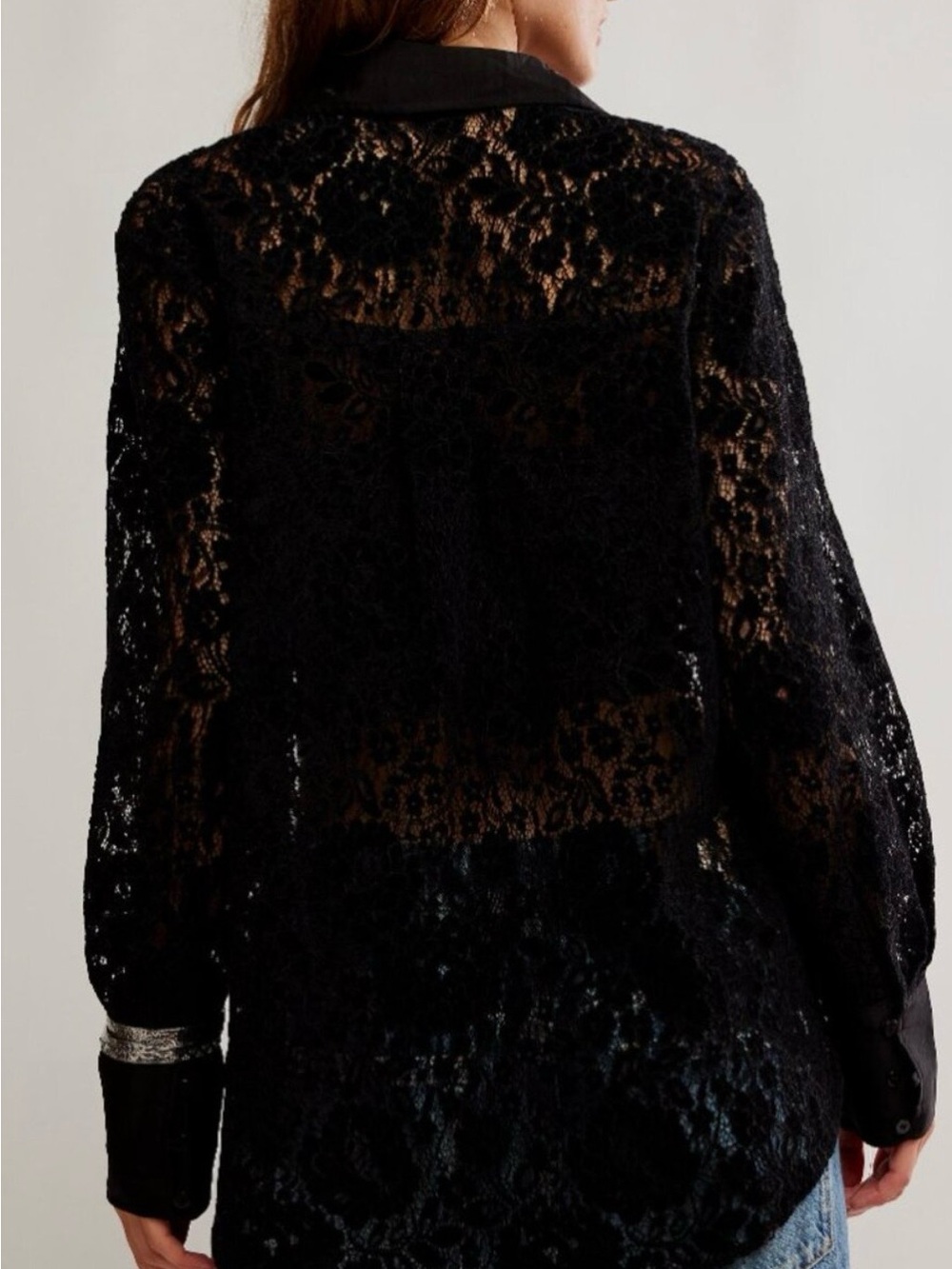 NWT Free People Button Down Lace Top - Picture 4 of 6